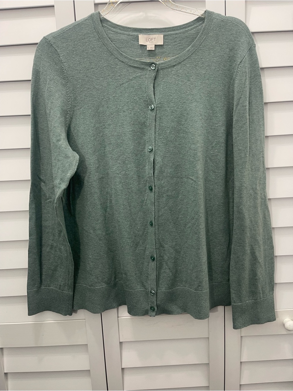 LOFT Save Green Button-Up Cardigan Size L